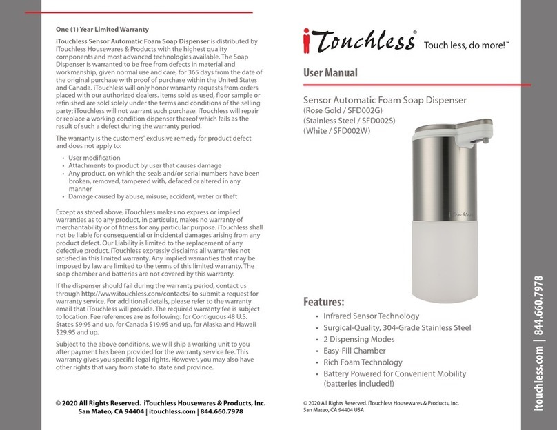 Itouchless SFD002G user manual