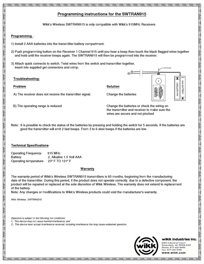 Wikk Wireless SWTRAN915 Installation manual