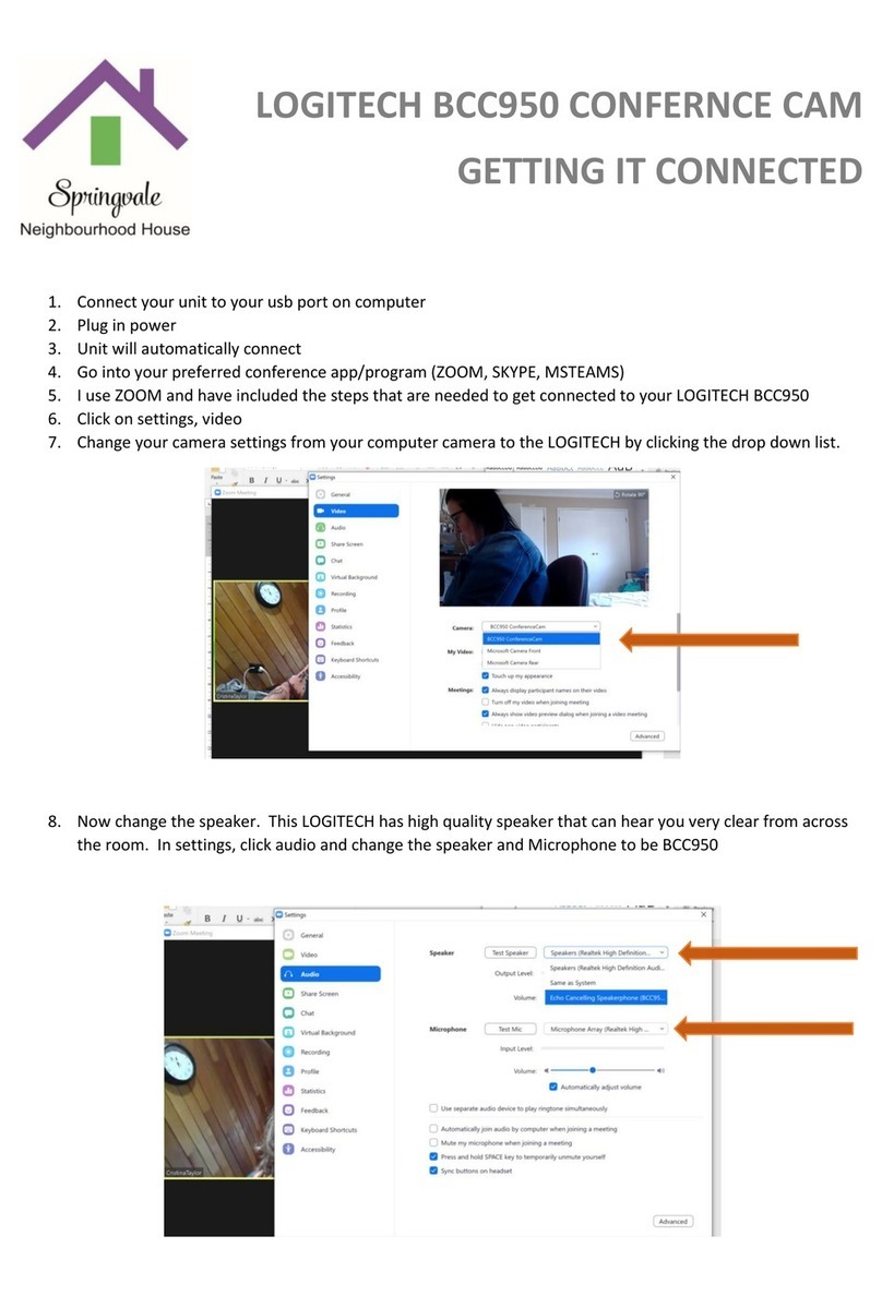 Logitech ConferenceCam BCC950 User manual