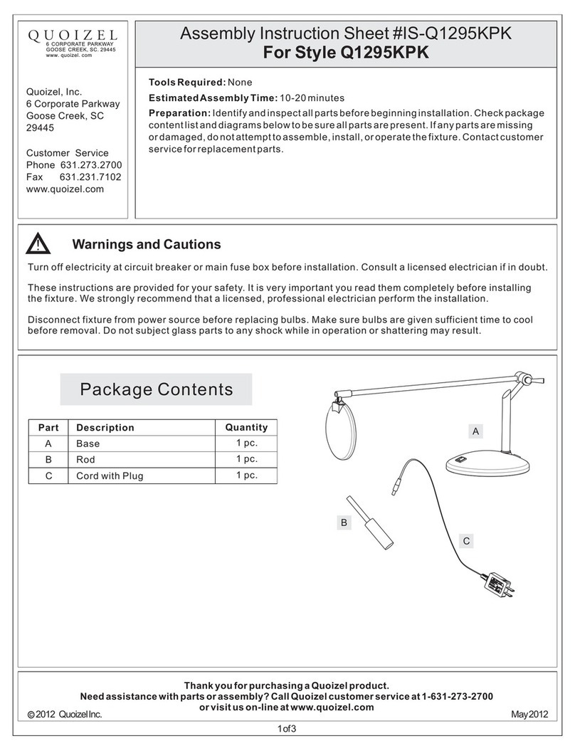 Quoizel Q1295KPK Assembly instruction sheet