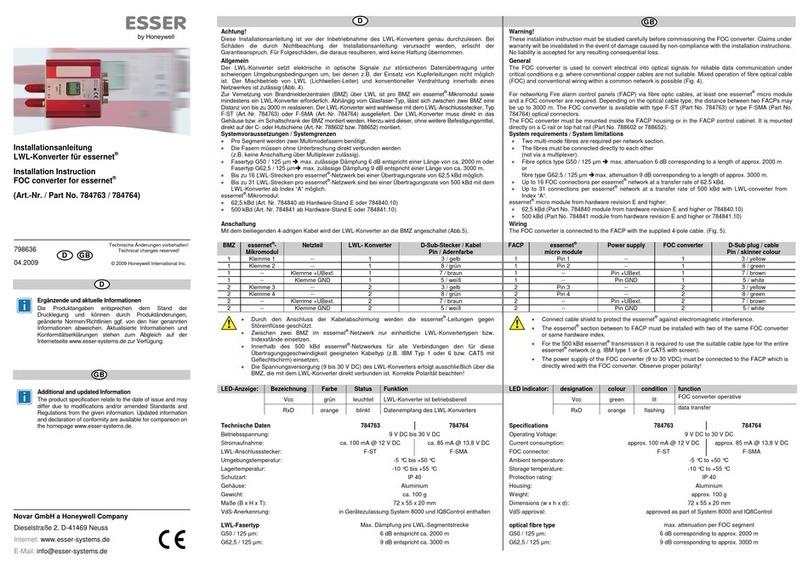 Honeywell ESSER 784763 User manual