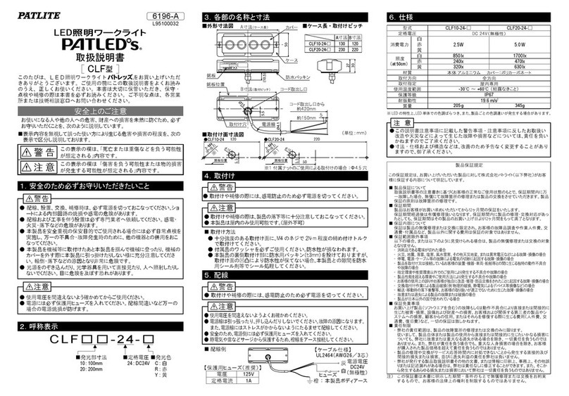 Patlite PATLEDS CLF10-24 Series installation manual