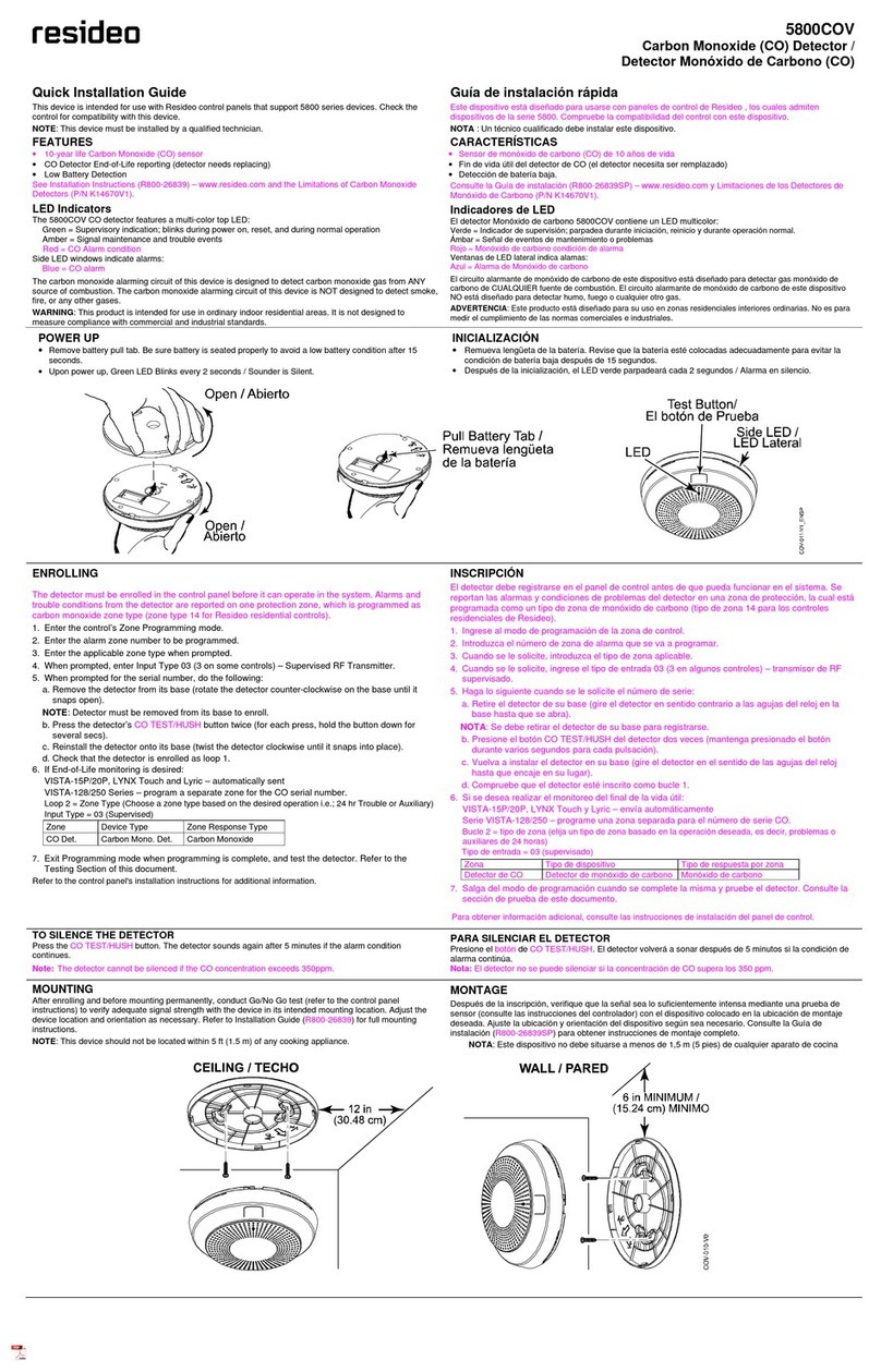 resideo 5800COV Quick installation guide