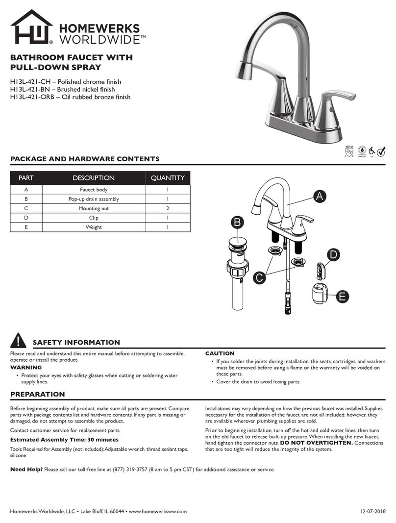 Homewerks Worldwide H13L-421-CH quick start guide Homewerks Worldwide H13L-421-CH quick start guide