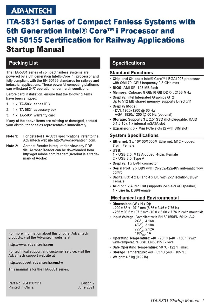 Advantech ITA-5831 Series Startup manual