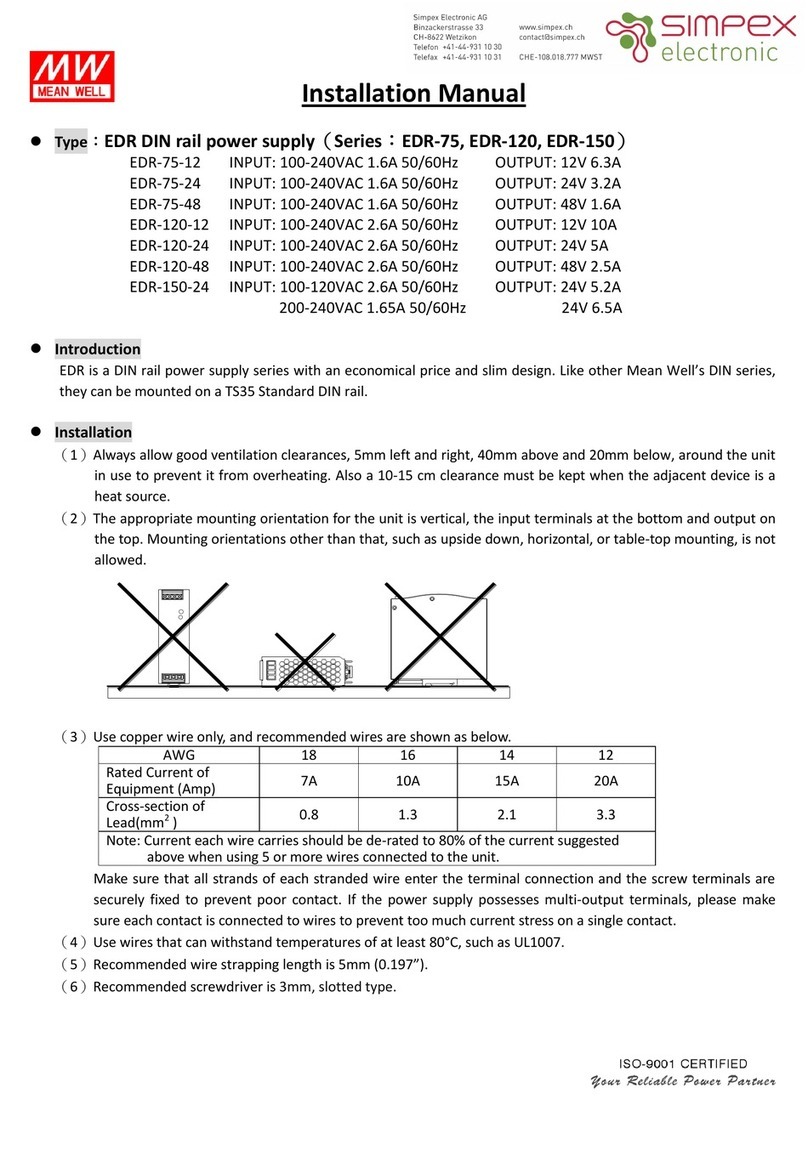 Simpex Electronic MEAN WELL EDR Series installation manual
