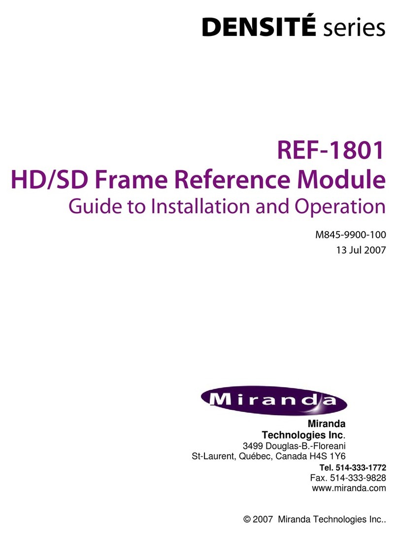 Miranda REF-1801 Guide to installation and operation