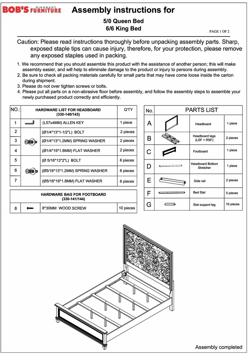Bob's Discount Furniture Boho 5/0 Queen Bed Assembly instructions