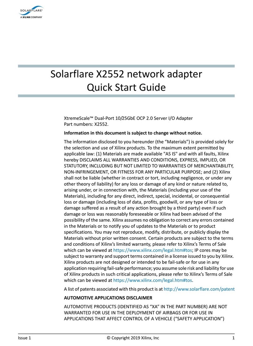 Xilinx Solarflare X2552 quick start guide
