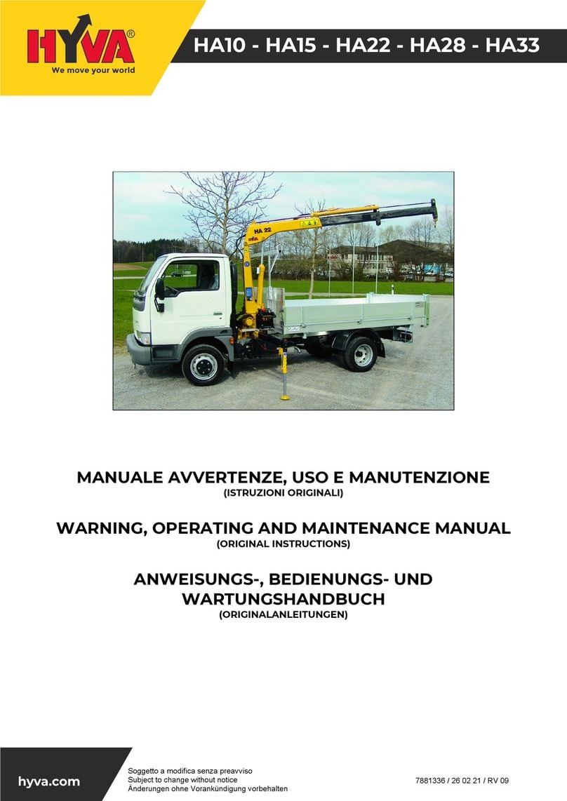 HYVA HA15 WARNING, OPERATING AND MAINTENANCE MANUAL