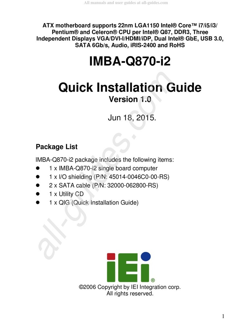 IEI Technology IMBA-Q870-i2 Quick installation guide