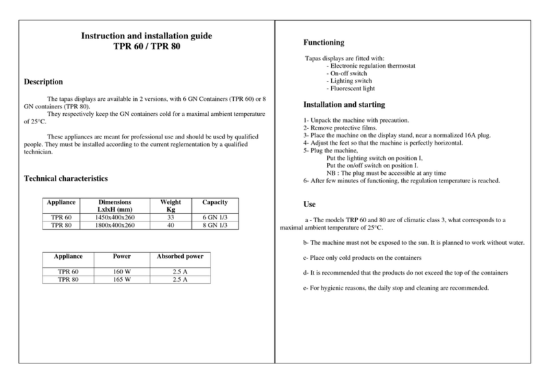Roller Grill TPR 60 Instructions and installation guide