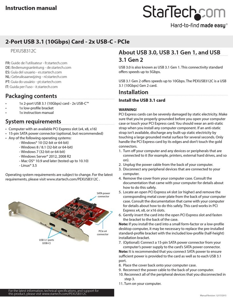 StarTech.com PEXUSB312C User manual