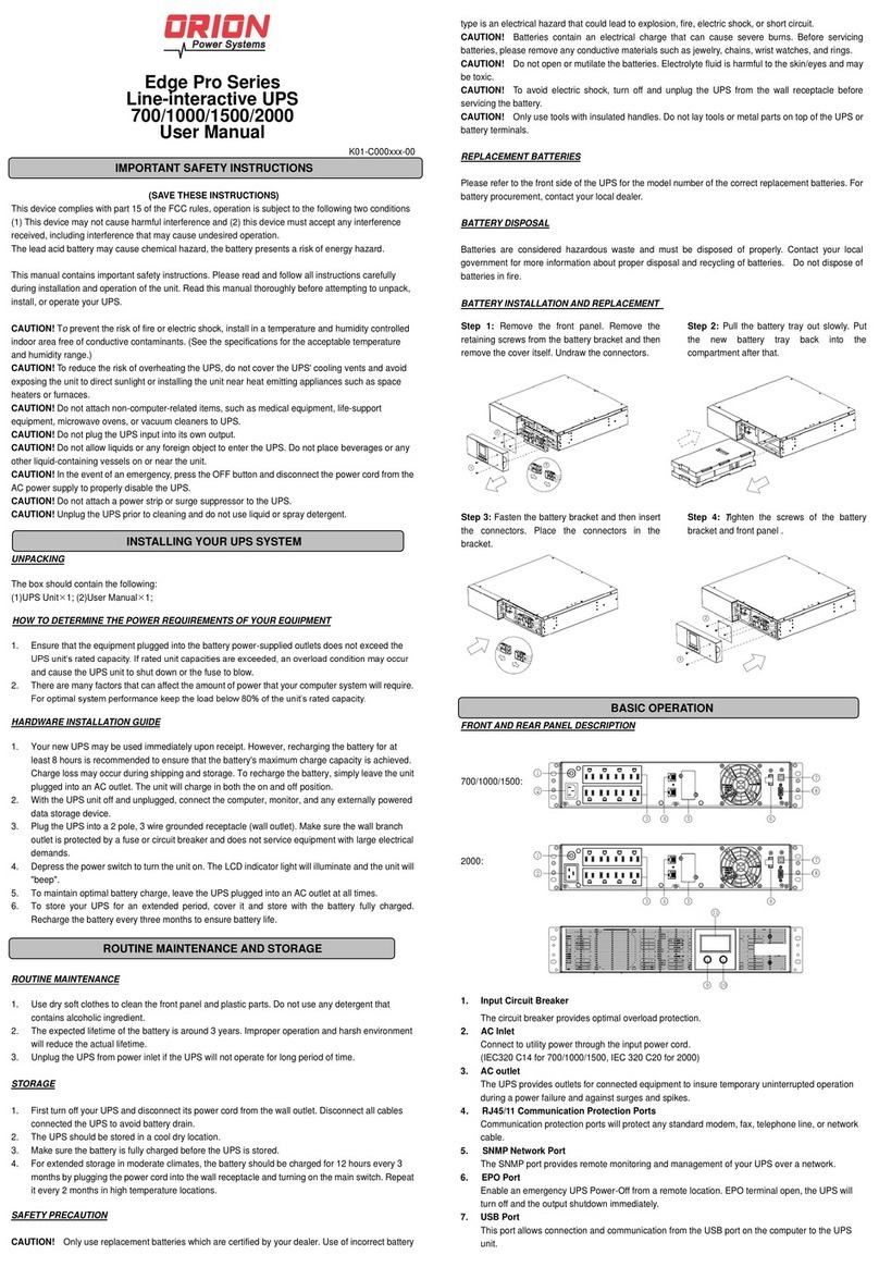 Orion Power Systems Edge Pro Series user manual