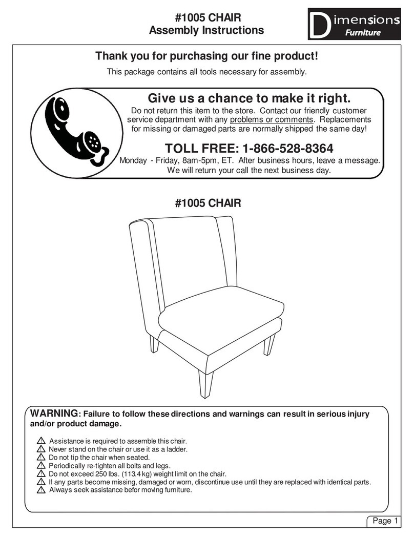 Dimensions Furniture 1005 Assembly instructions Dimensions Furniture 1005 Assembly instructions
