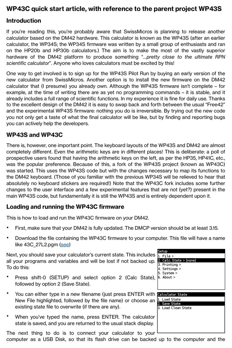 SwissMicros WP43C User manual