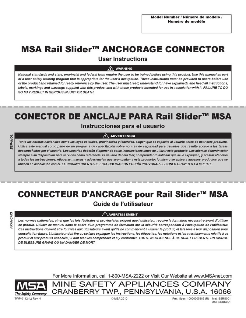 MSA Rail Slider SFPRS6000 User instructions
