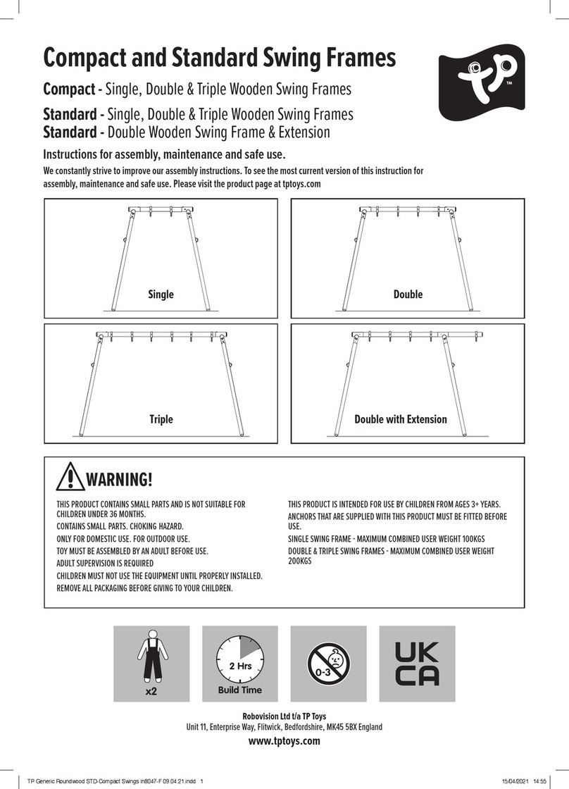 TP Wooden Compact Triple Swing Set 812P Instructions for assembly, maintenance and safe use