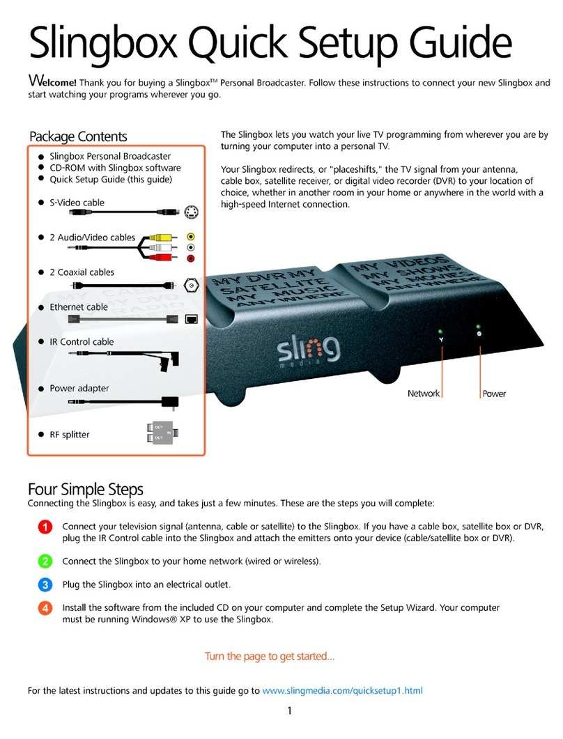 Slingbox SBPB1 Quick setup guide