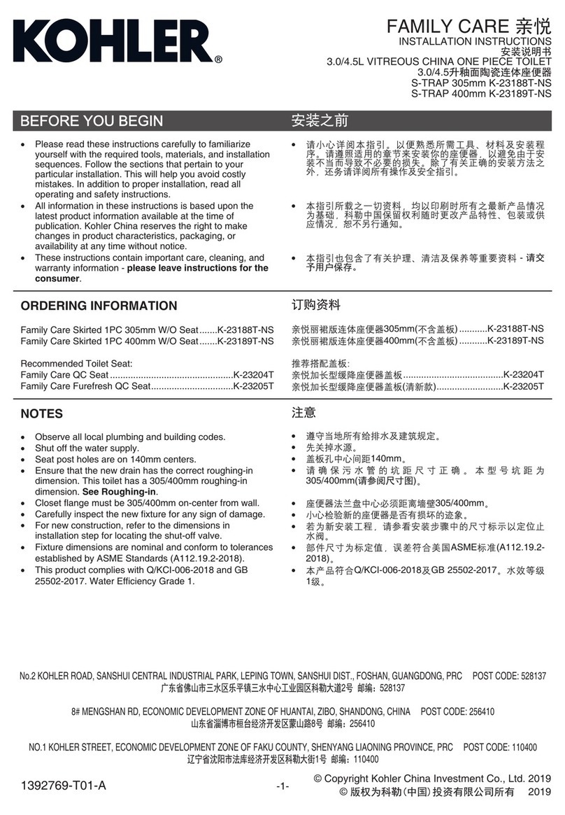 Kohler User Manual K-23188T-NS installation instructions Kohler User Manual K-23188T-NS installation instructions