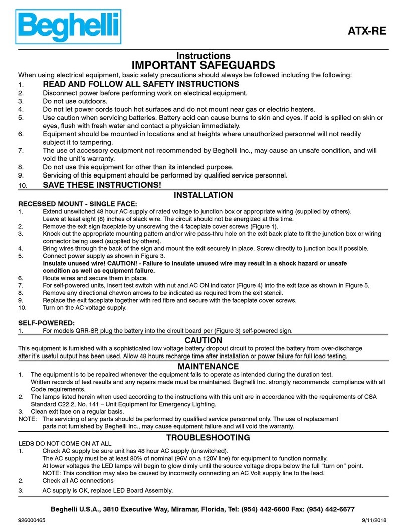 Beghelli ATX-RE instructions