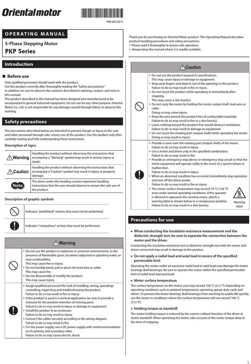 Oriental motor PKP Series operating manual Oriental motor PKP Series operating manual