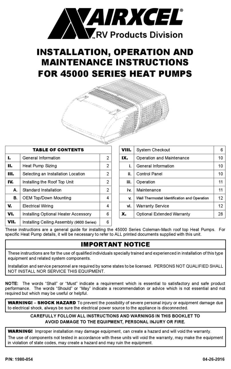 Airxcel 45000 Series Installation, operation and maintenance instructions