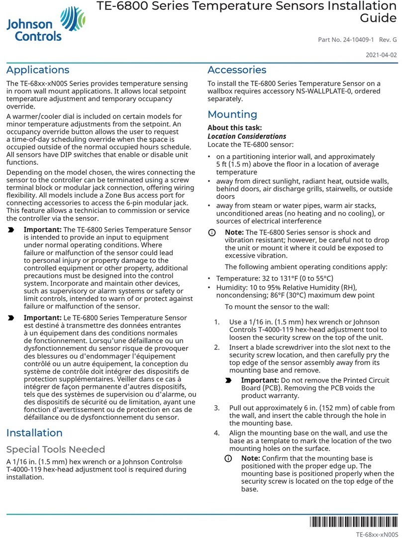 Johnson Controls TE-6800 Series installation guide Johnson Controls TE-6800 Series installation guide