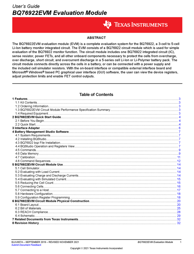 Texas Instruments BQ76922EVM User manual