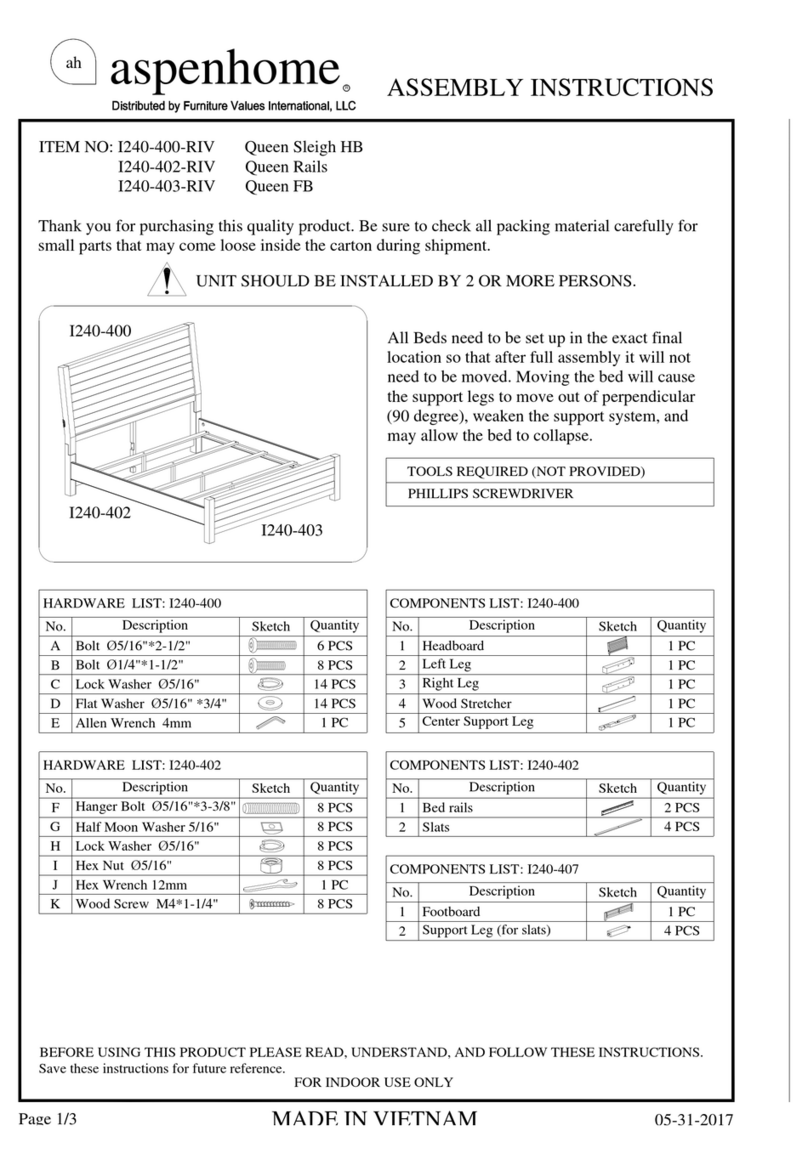 Furniture Values International aspenhome I240-400-RIV Assembly instructions Furniture Values International aspenhome I240-400-RIV Assembly instructions