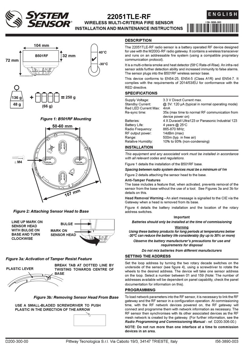 System Sensor 22051TLE-RF Installation and maintenance instructions