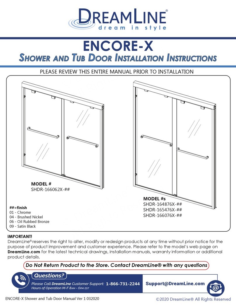 Dreamline ENCORE-X SHDR-166062X Series installation instructions