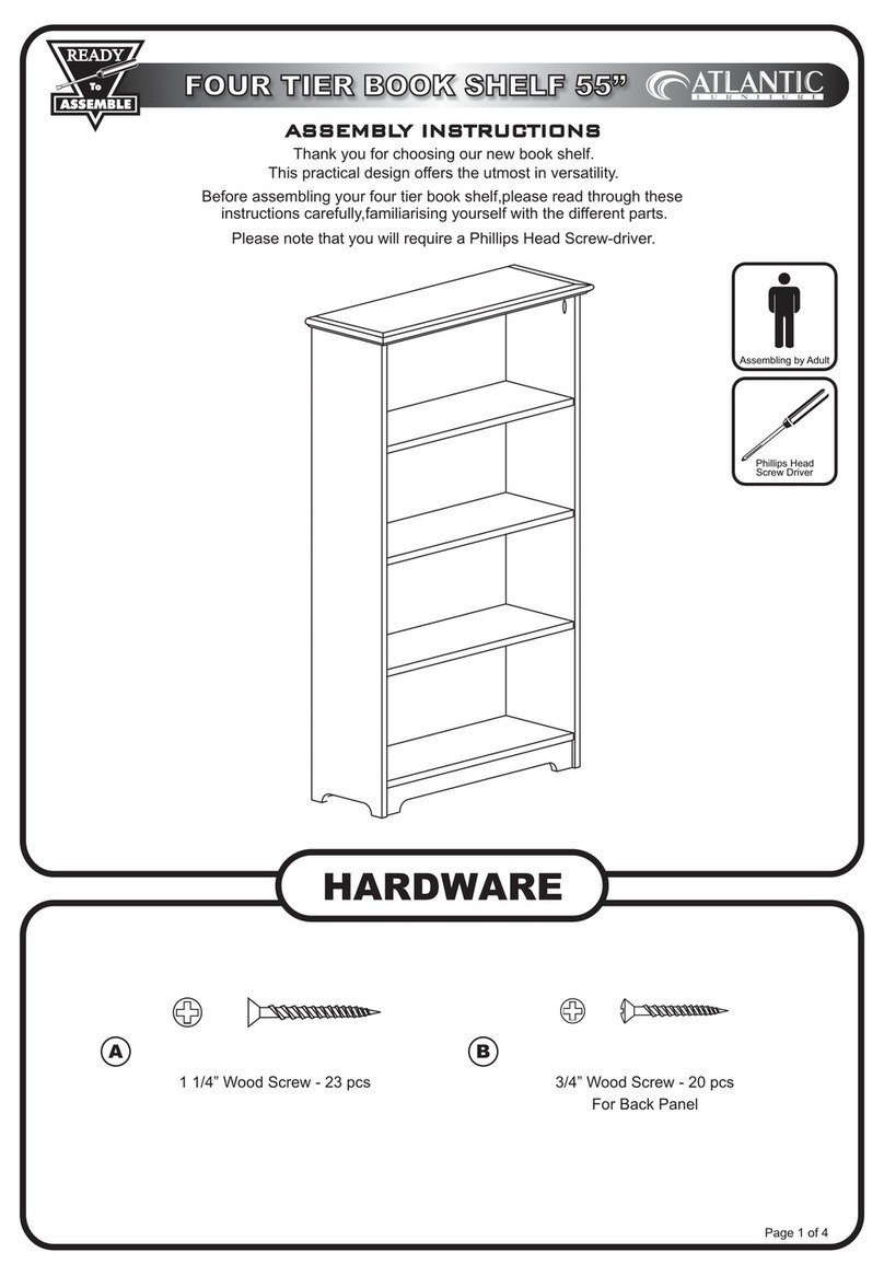 Atlantic Furniture FOUR TIER BOOK SHELF Assembly instructions Atlantic Furniture FOUR TIER BOOK SHELF Assembly instructions