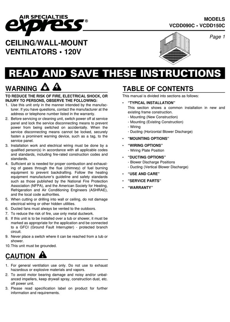 Air Specialties Express VCDD090C Installation and mounting instructions