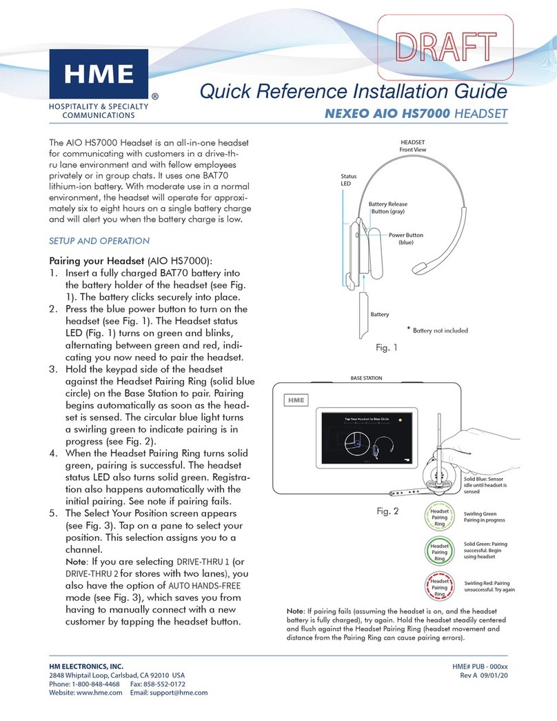 HME NEXEO AIO HS7000 Quick Reference Installation Guide