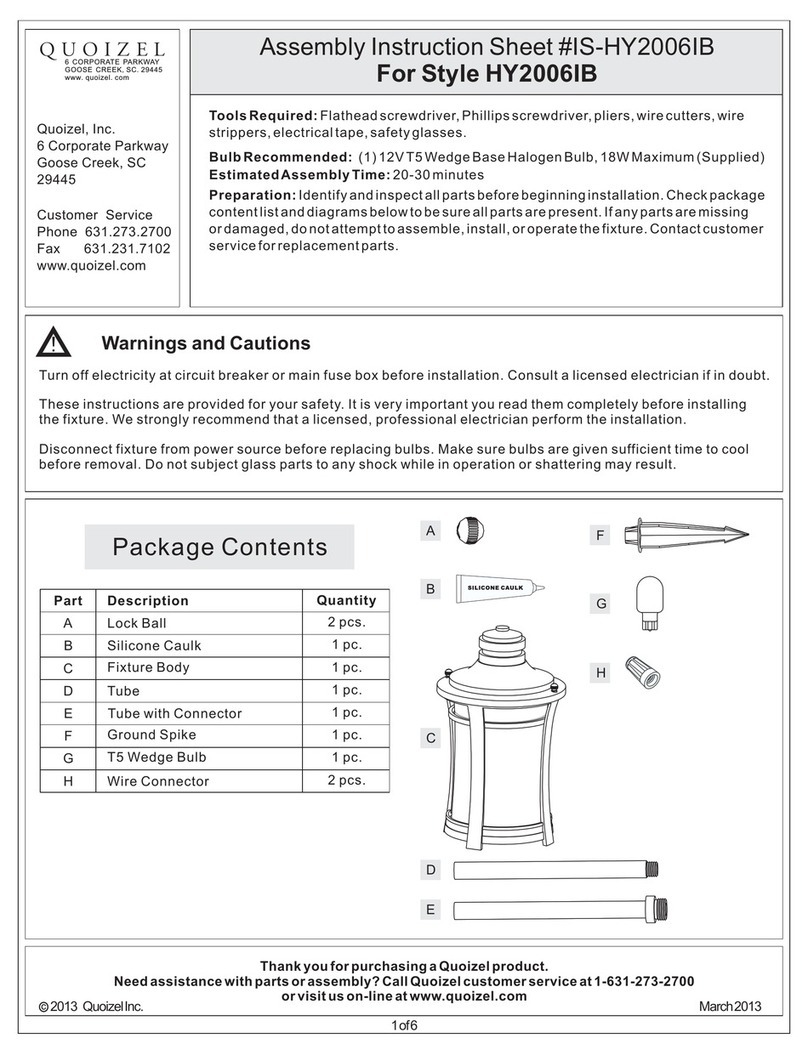Quoizel HY2006IB Mounting instructions Quoizel HY2006IB Mounting instructions