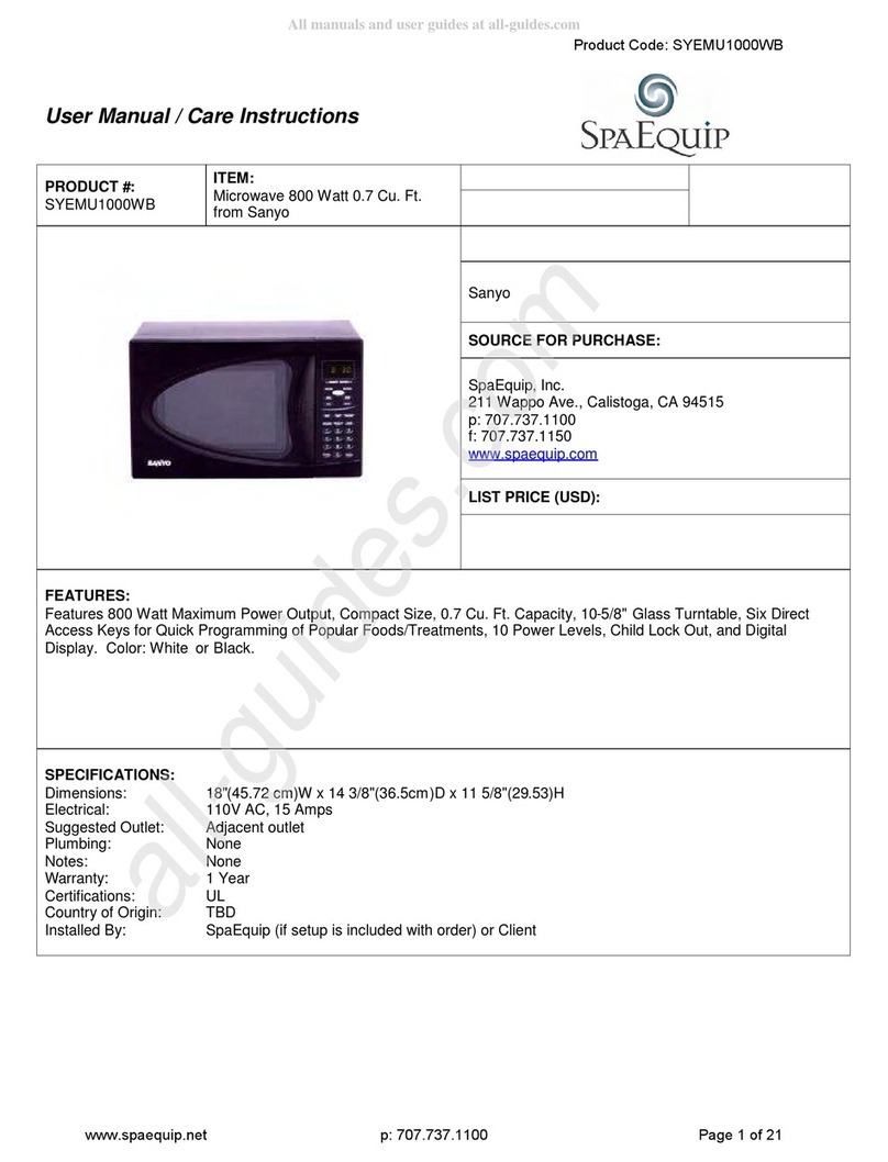 Sanyo EM-U1000W Use and care manual