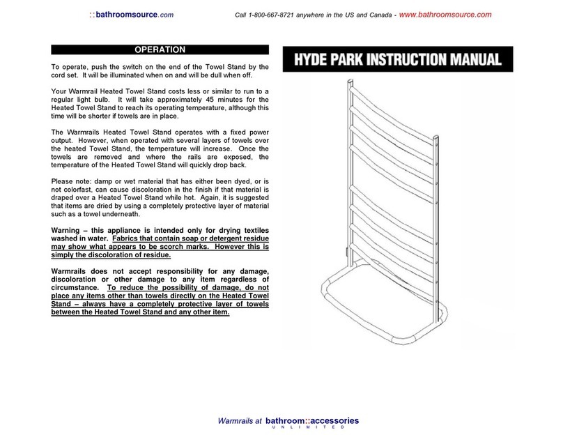 Warmrails Hyde Park instruction manual