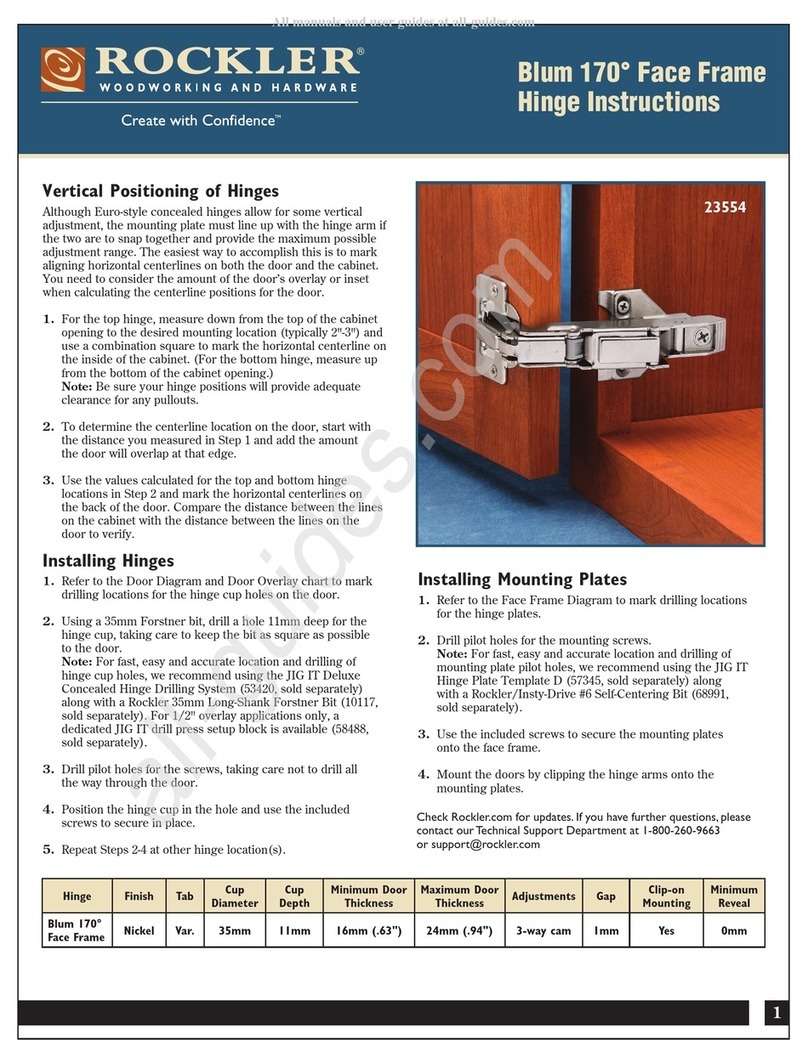 Rockler Blum 23554 User manual