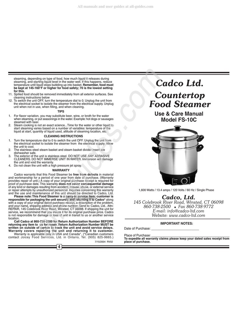 Cadco FS-10C Use & care manual