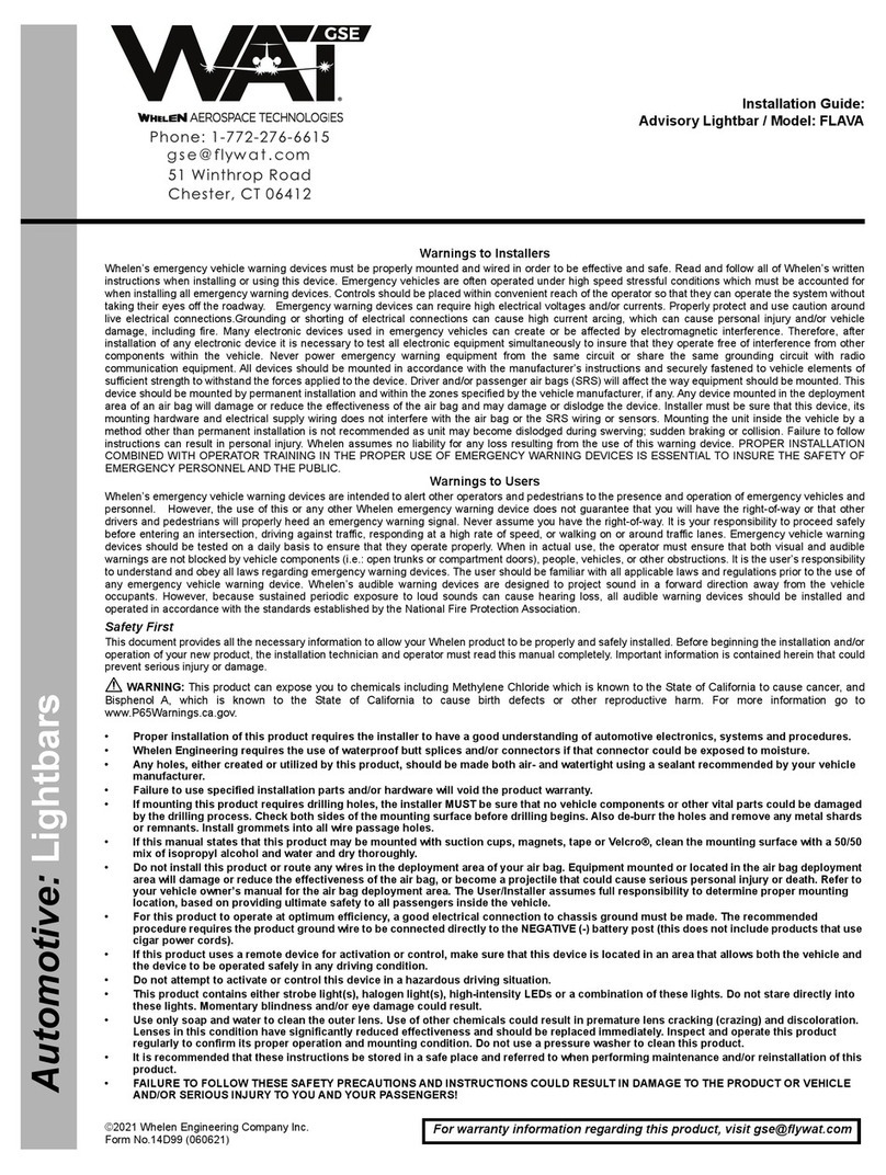 Whelen Engineering Company WAT GSE Advisory FLAVA User manual