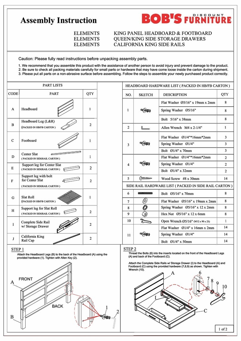 Bob's Discount Furniture Elements California King Bed 20040278 Assembly instruction