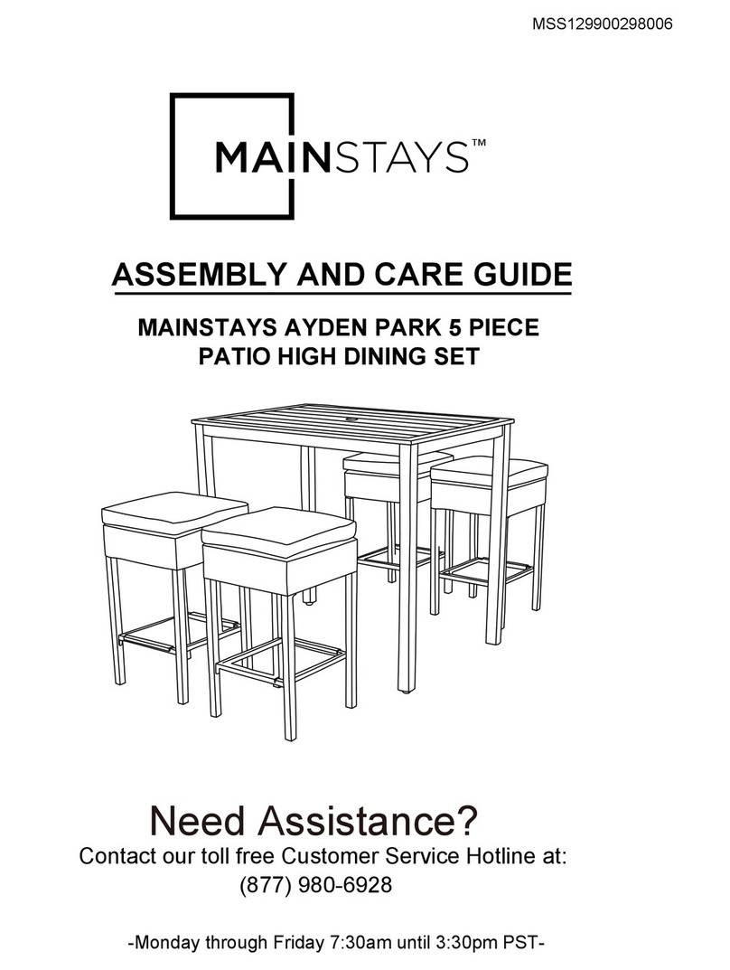 Mainstays AYDEN PARK MSS129900298006 Assembly and Care Guide Mainstays AYDEN PARK MSS129900298006 Assembly and Care Guide
