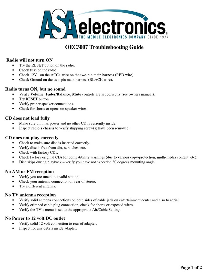 ASA Electronics OEC3007 troubleshooting guide