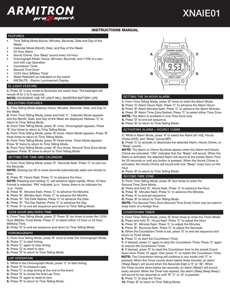 Armitron Pro Sport XNAIE01 User manual