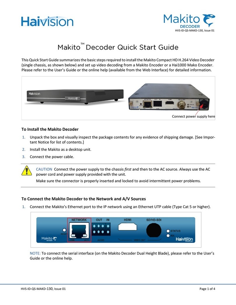 Haivision Makito HVS-ID-QS-MAKD-130 quick start guide