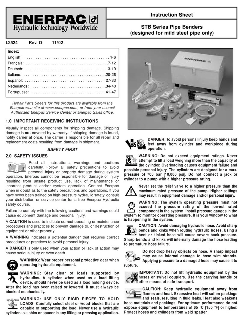 Enerpac STB Series instruction sheet