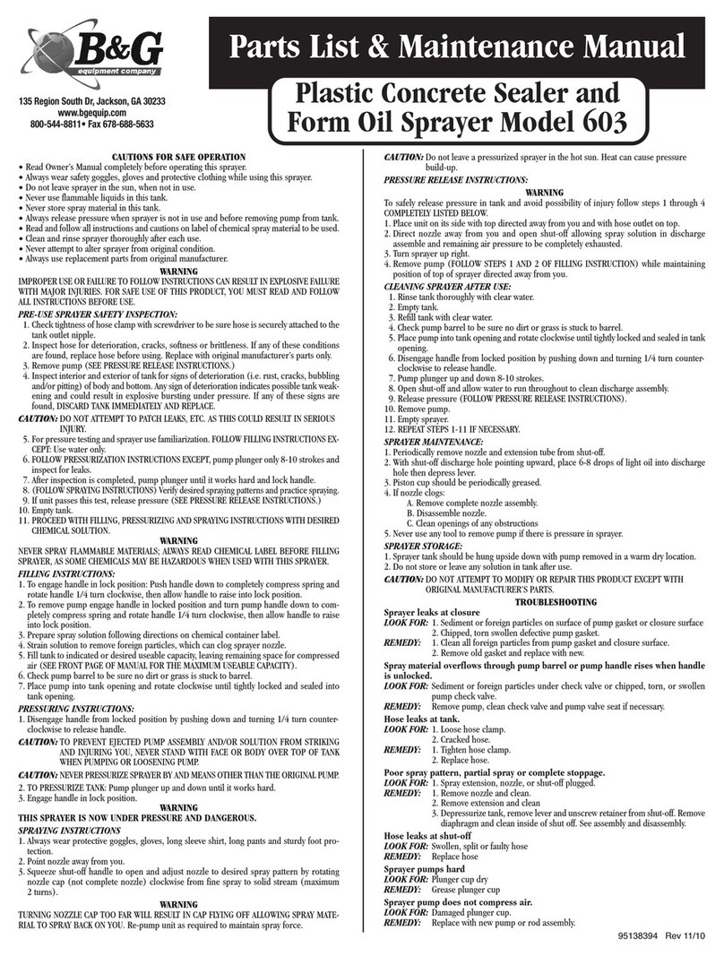 B&G 603 Parts List & Maintenance Manual