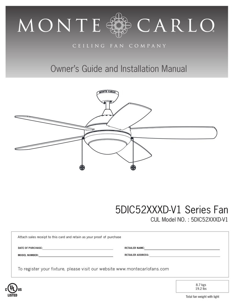 Monte Carlo Fan Company 5DIC52D-V1 Series Owner's guide and installation manual