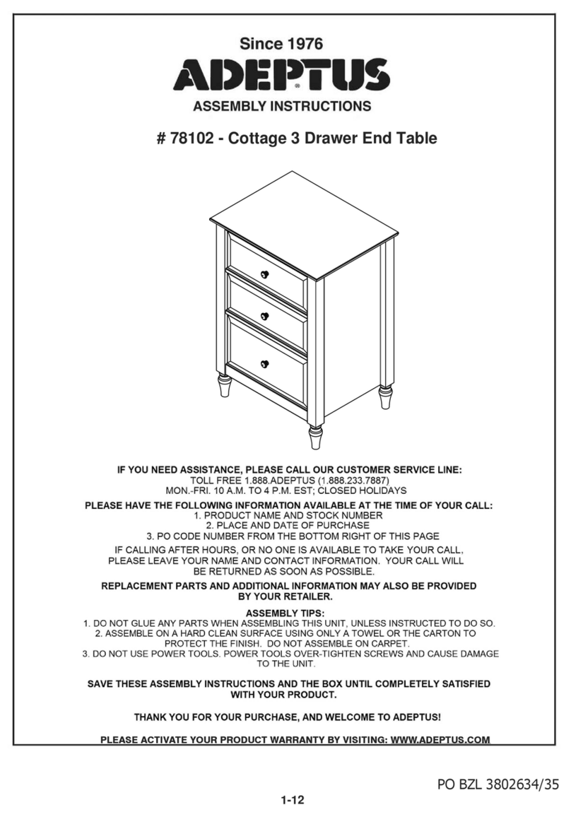 adeptus Cottage 3 Drawer End Table 78102 Assembly instructions adeptus Cottage 3 Drawer End Table 78102 Assembly instructions